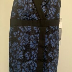 Elegant Black and Blue Lace Dress